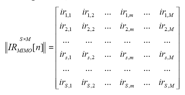 S by M MIMO IR matrix