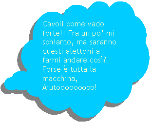 Fumetto 4: Cavoli come vado forte!! Fra un po mi schianto, ma saranno questi alettoni a farmi andare cos? Forse  tutta la macchina, Aiutooooooooo!